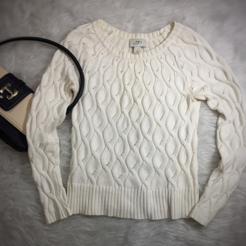 ANN TAYLOR LOFT- Sweater Knitted Cream ELEGANT XS - Picture 4 of 4